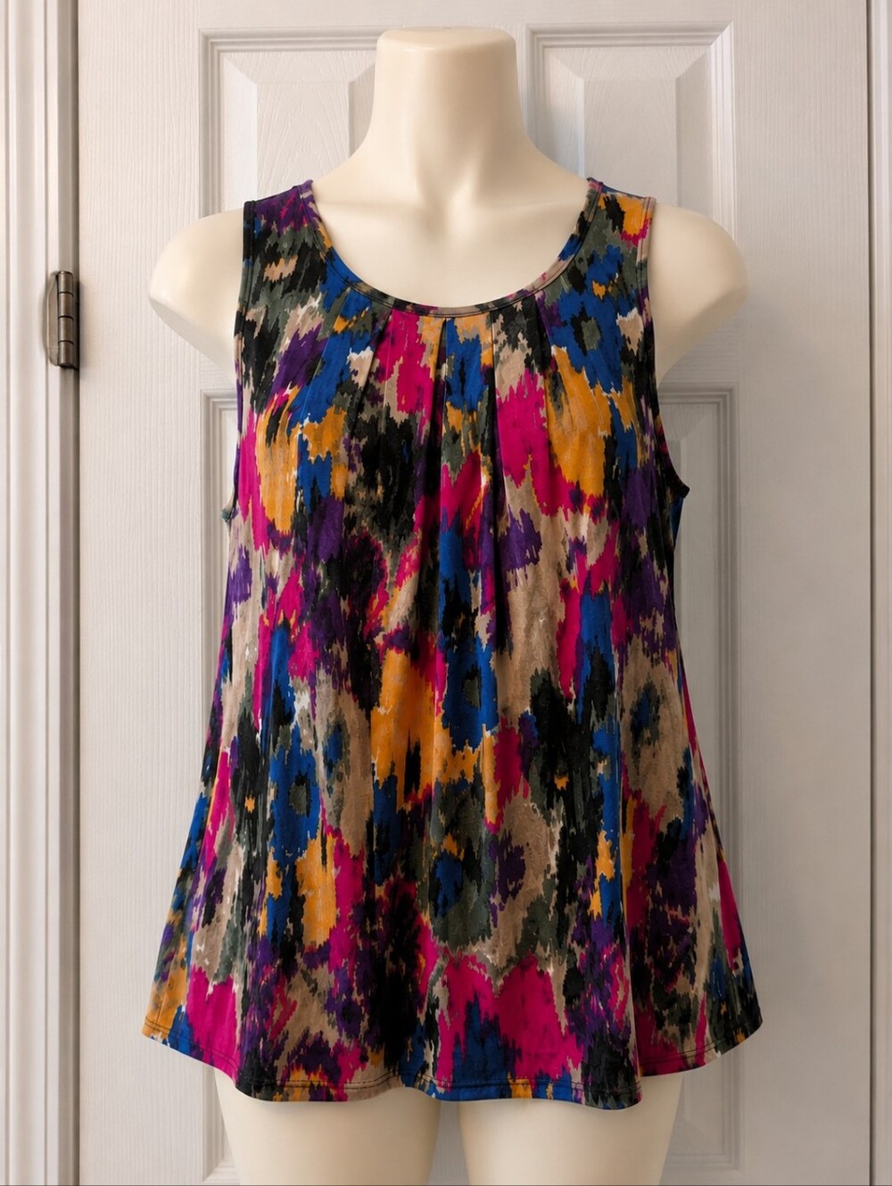 Kasper Abstract Print Sleeveless Blouse Top Multicolor Small - Picture 2 of 7